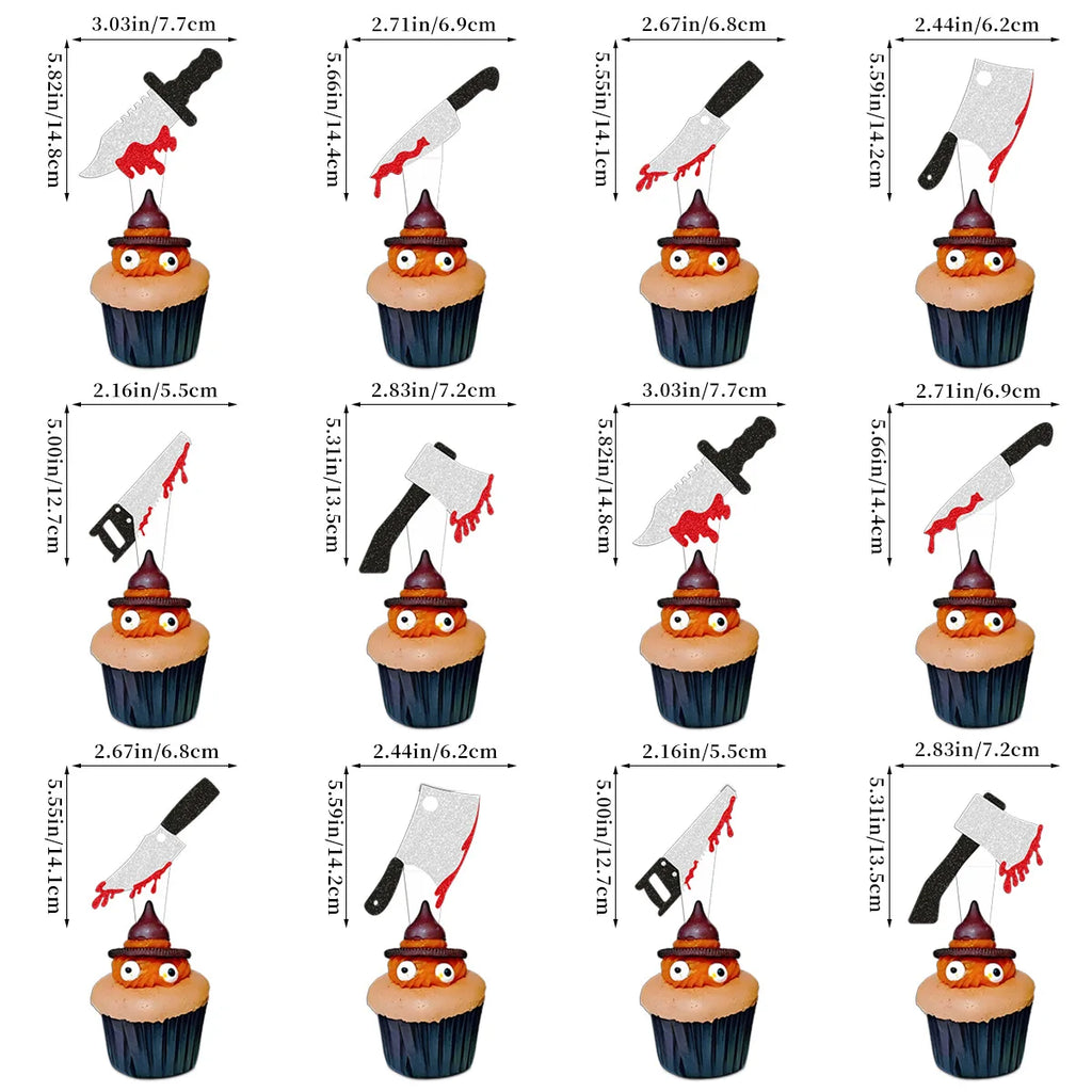 Décorations de Gâteau Halloween Ensanglantées Pailletées