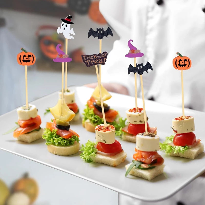 Pics à Gâteau Halloween Citrouille, Fantôme, Chapeau