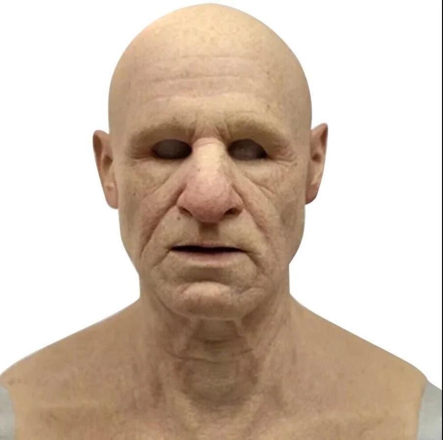 Masque en Silicone Homme Âgé Réaliste Moustache Grise
