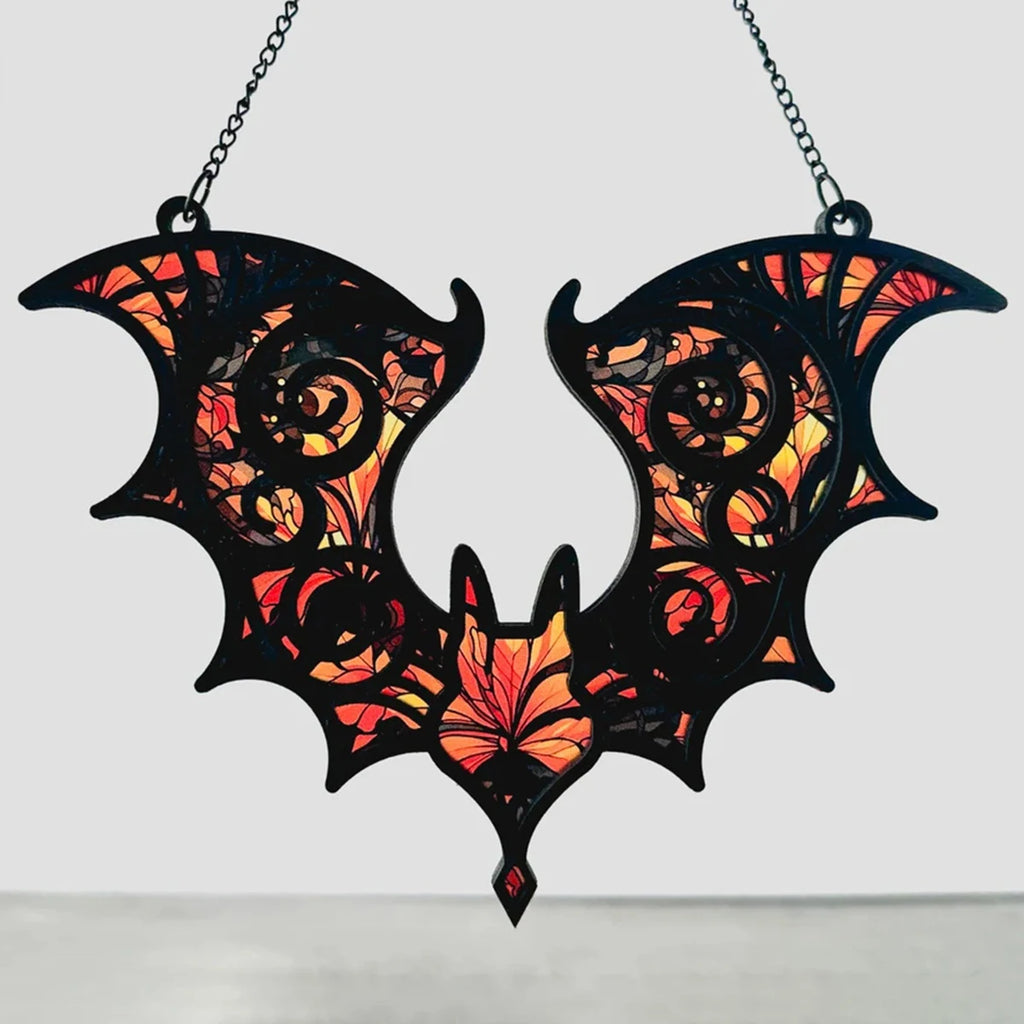 Attrape-Soleil Chauve-Souris aux Motifs Vitrail Vifs