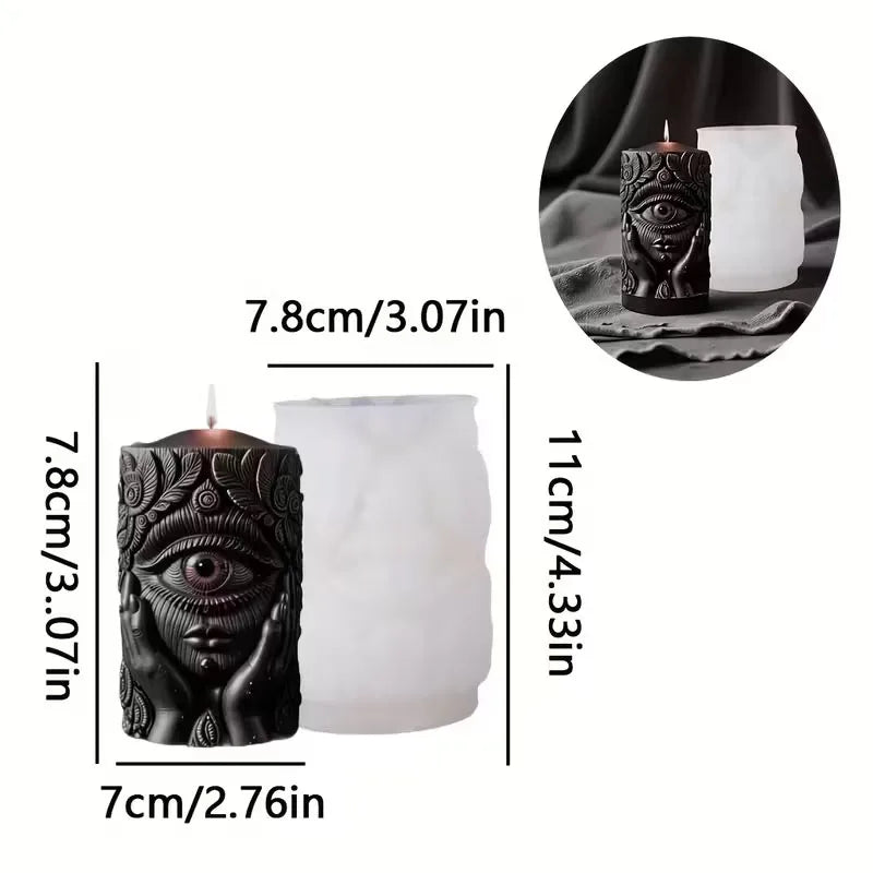 Bougie Ésotérique Œil et Mains Sculptées Noires