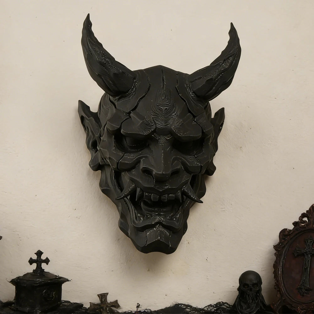 Masque Mural Hannya Noir Mat Décoratif