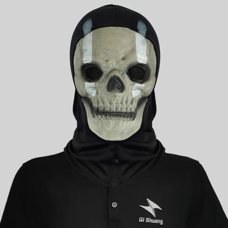 Masque Cagoule Crâne Vieilli à Marques Blanches