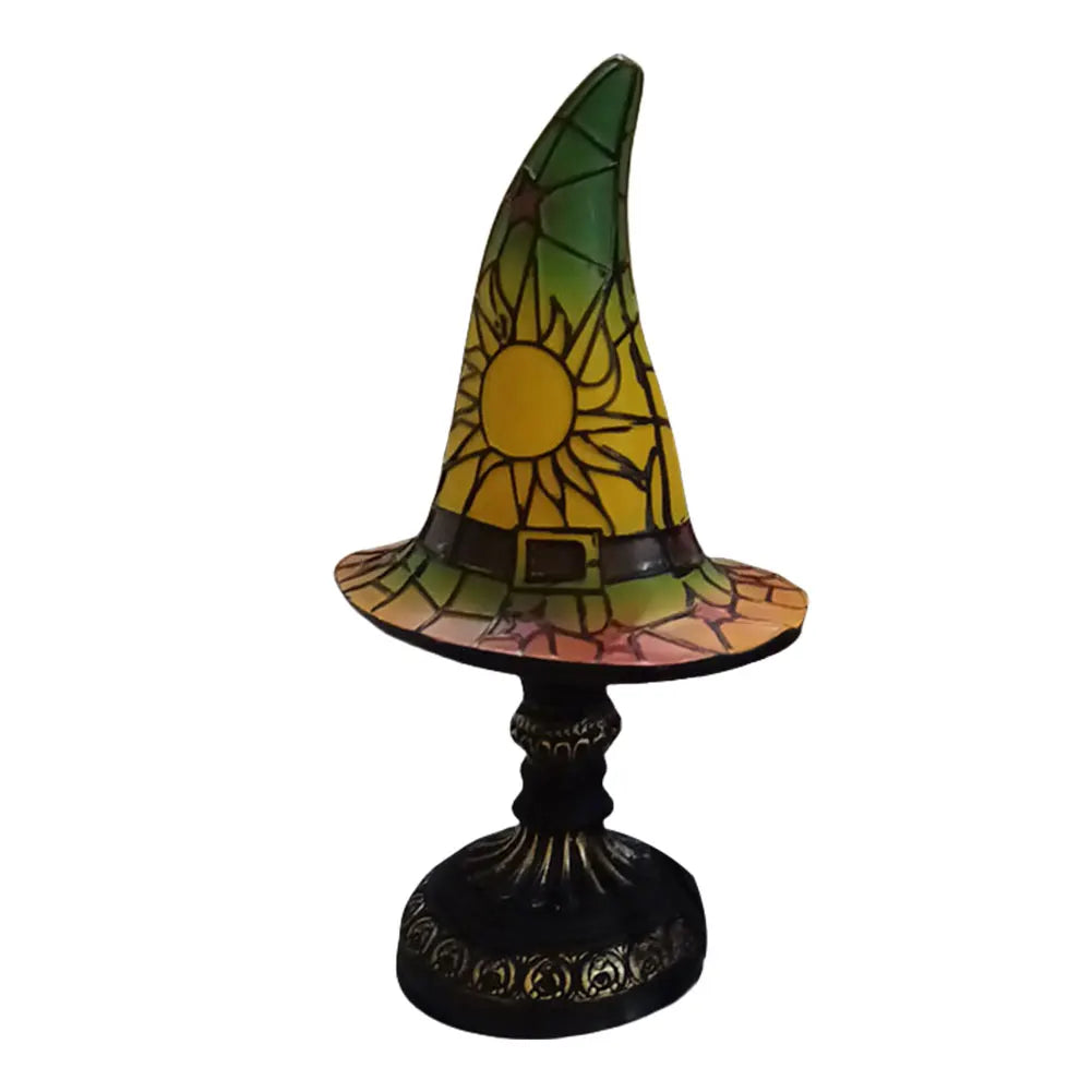 Lampe de Table en Vitrail Chapeau de Sorcière Soleil