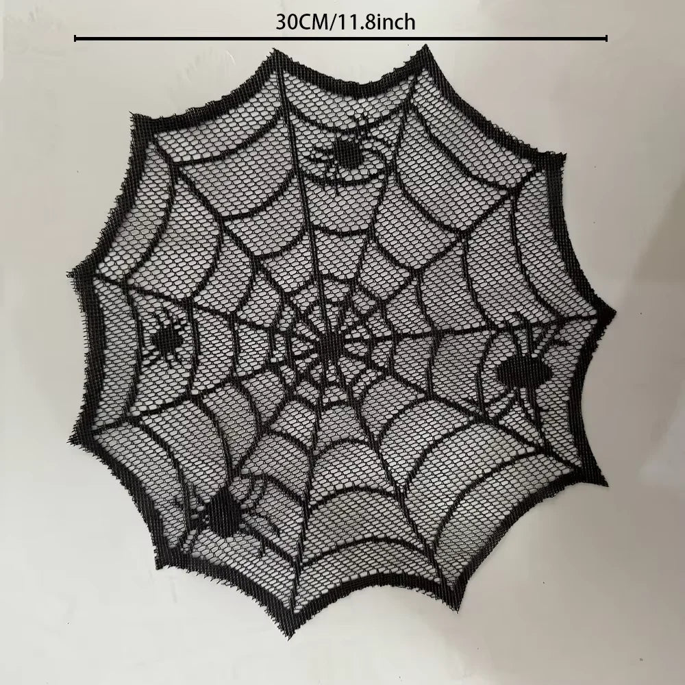 Set de Table d'Halloween en Toile d'Araignée Noire