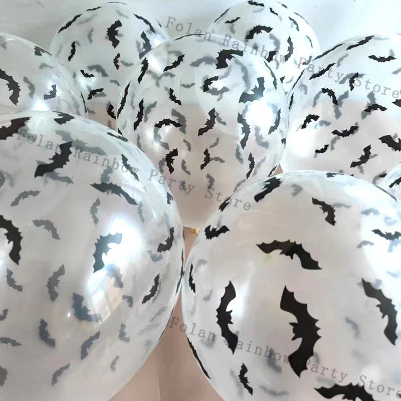Ballons Transparents à Confetti Chauve-souris Noir