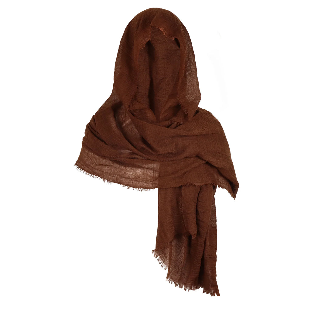 Foulard à Capuche en Tissu Froissé Marron Foncé