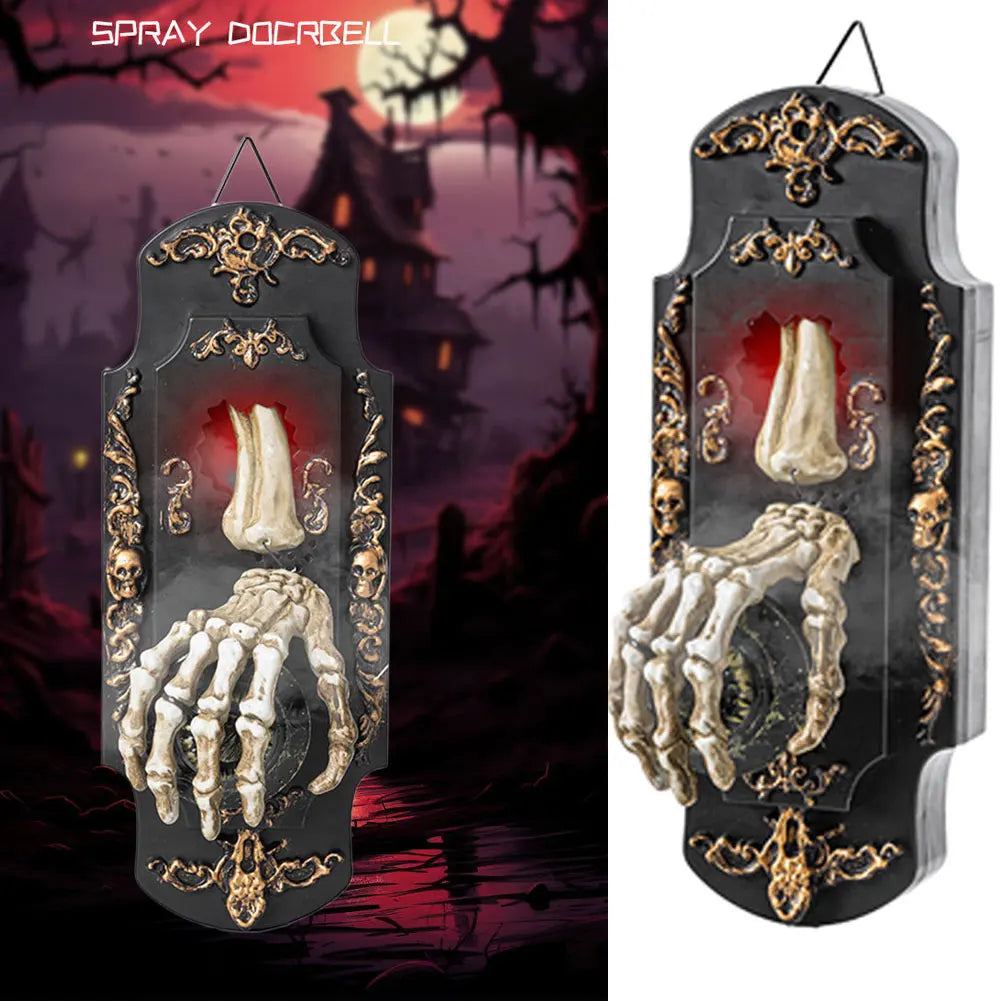 Sonnette d'Halloween Gothique à Main Squelette Lumineuse