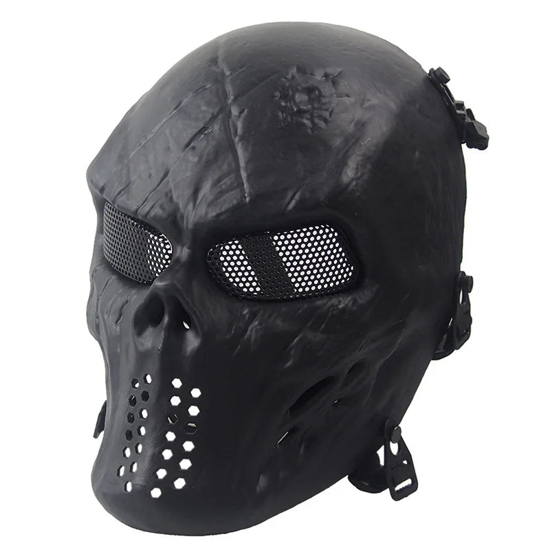 Masque de Crâne Blanc Patiné à Motifs Noirs