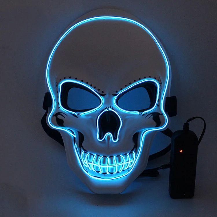 Masque Tête de Mort Lumineux Néon Rose Fuchsia