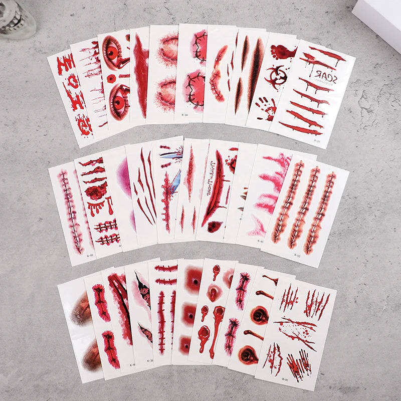 Kit de Tatouages Temporaires de Blessures Horreur