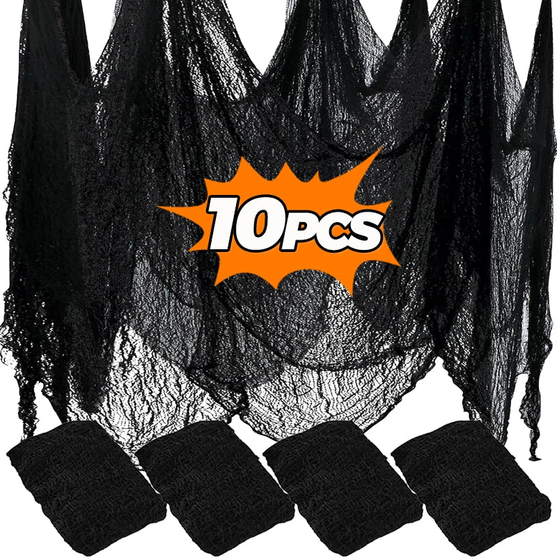 Tissu d'Épouvante Noir Déchiré, Lot de 10
