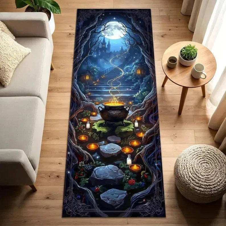 Tapis de Couloir Gothic Violet à Motif Chauve-Souris