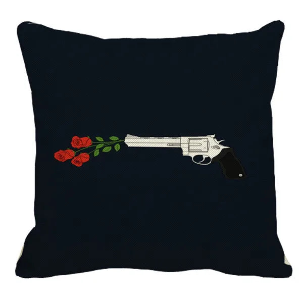 Housse de Coussin Rock Guns N' Roses Crâne et Roses