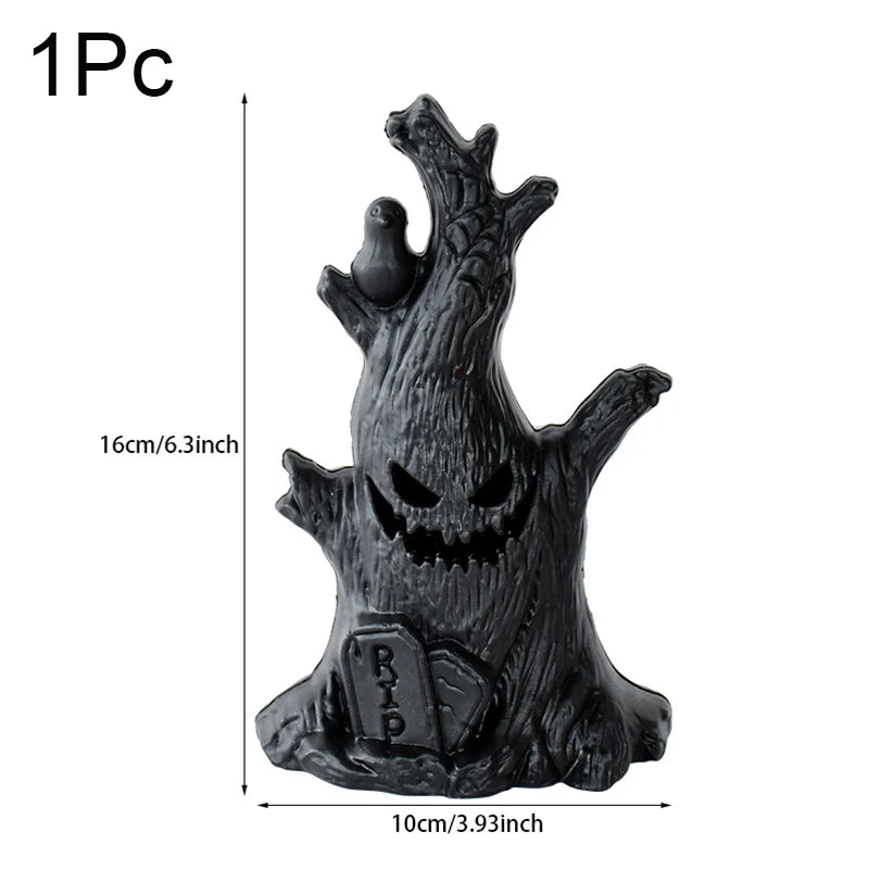 Arbre Lumineux d'Halloween avec Visage Effrayant et LED