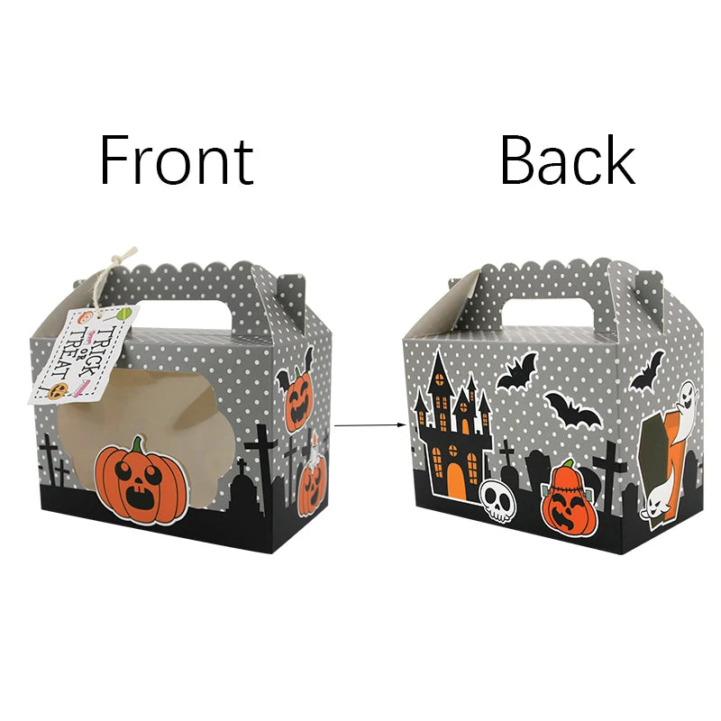 Lot de 4 Boîtes à Friandises d'Halloween avec Fenêtre