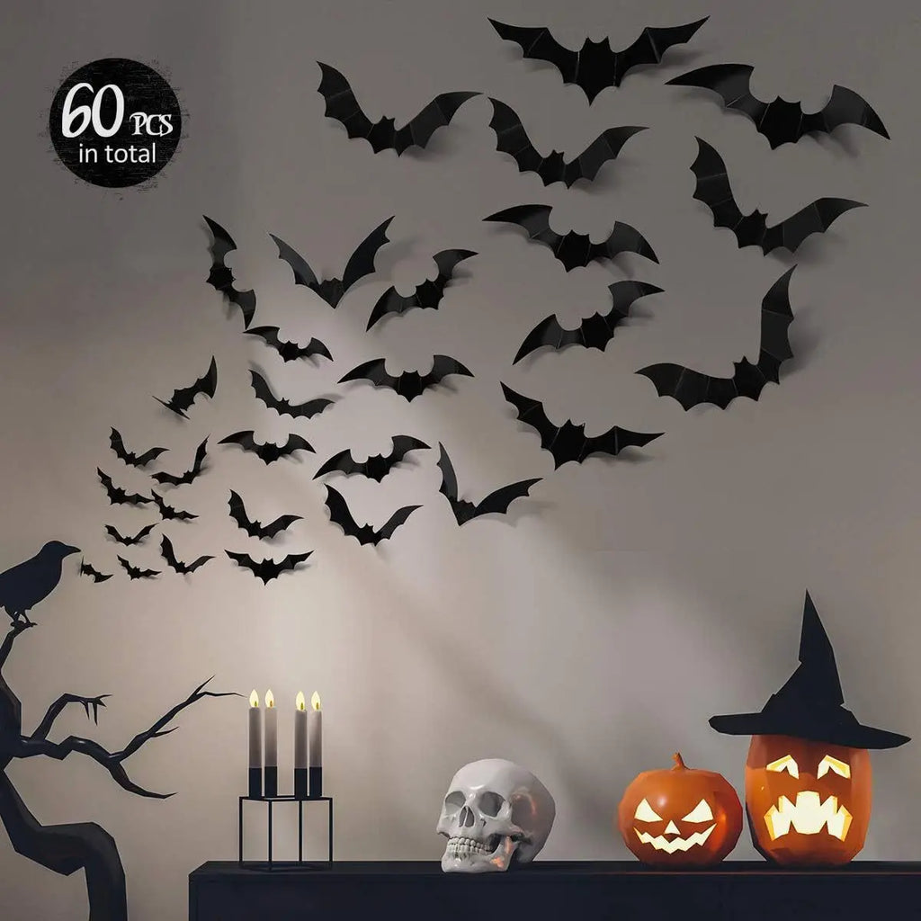 Décorations 3D Chauves-Souris Noires pour Halloween