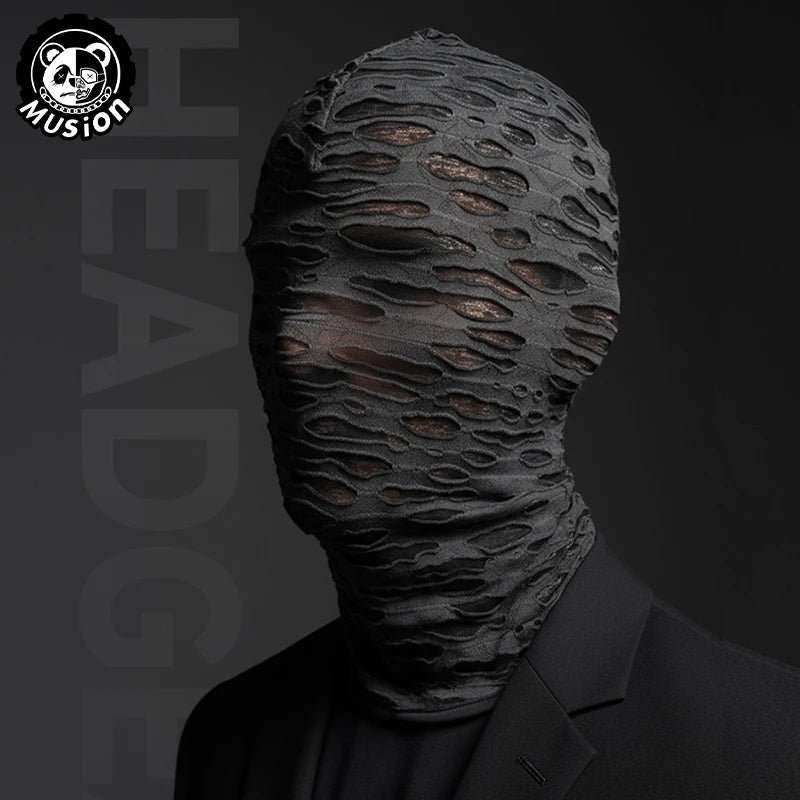 Masque Intégral Noir en Tissu Effet Déchiré