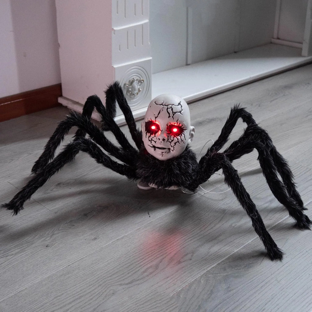 Araignée Géante d'Halloween à Tête de Poupée Fissurée