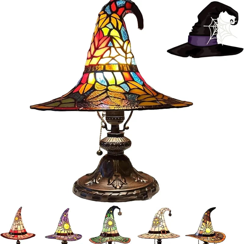 Lampe de Table en Verre Teinté Chapeau de Sorcière