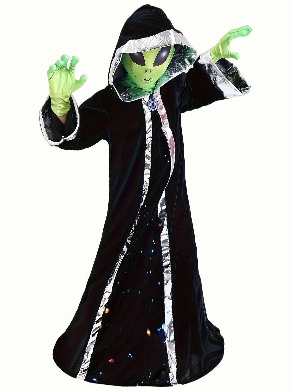 Déguisement d'Alien Noir à Capuche Cosmique