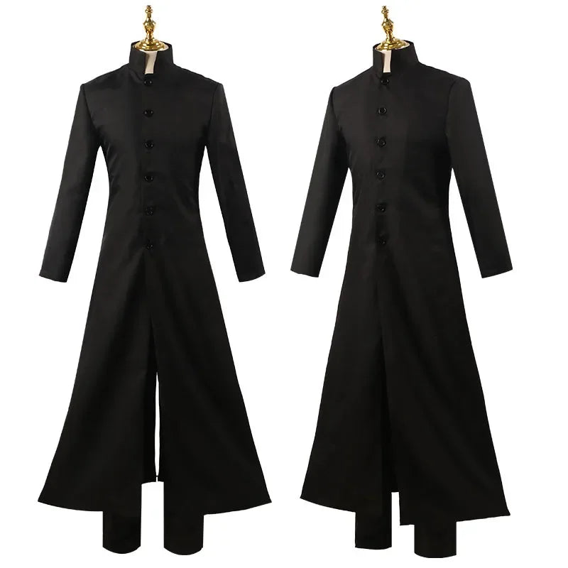 Costume Neo Matrix Noir avec Manteau Long et Lunettes