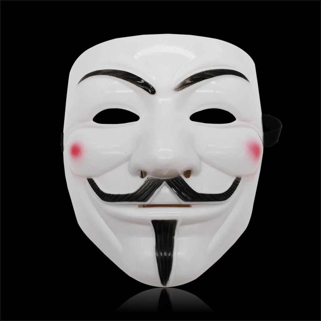 Masque Guy Fawkes Blanc à Moustache et Joues Rouges