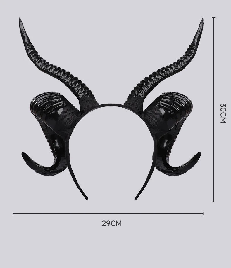 Serre-tête à Quatre Cornes Noires Striées de Démon