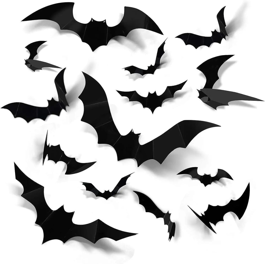 Décorations 3D Chauves-Souris Noires pour Halloween