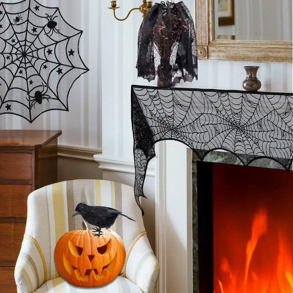 Kit de Décoration Halloween Toiles d'Araignée et Chauves-Souris