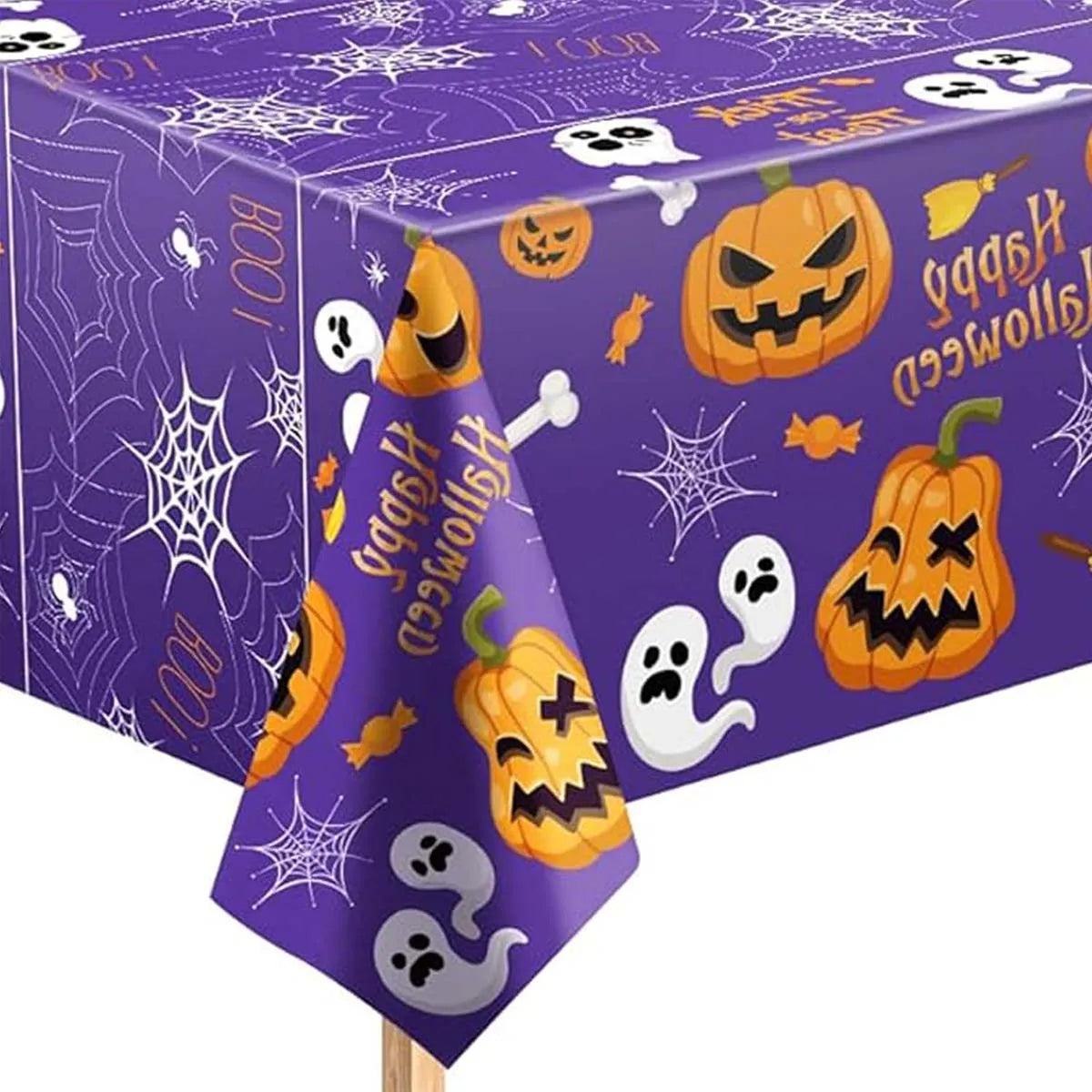 Lot de 2 Nappes Rectangulaires d'Halloween Noire et Violette