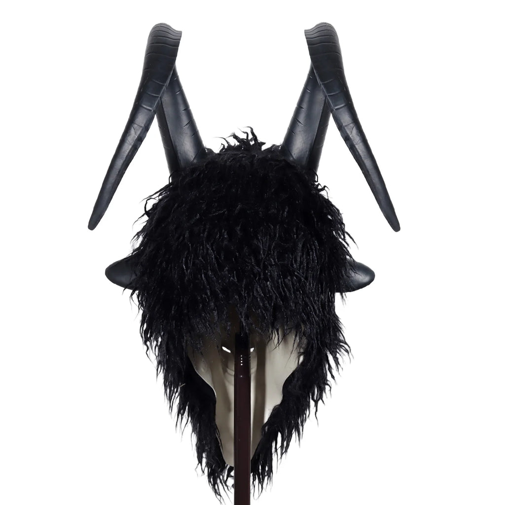 Masque de Bouc Noir en Fausse Fourrure à Cornes