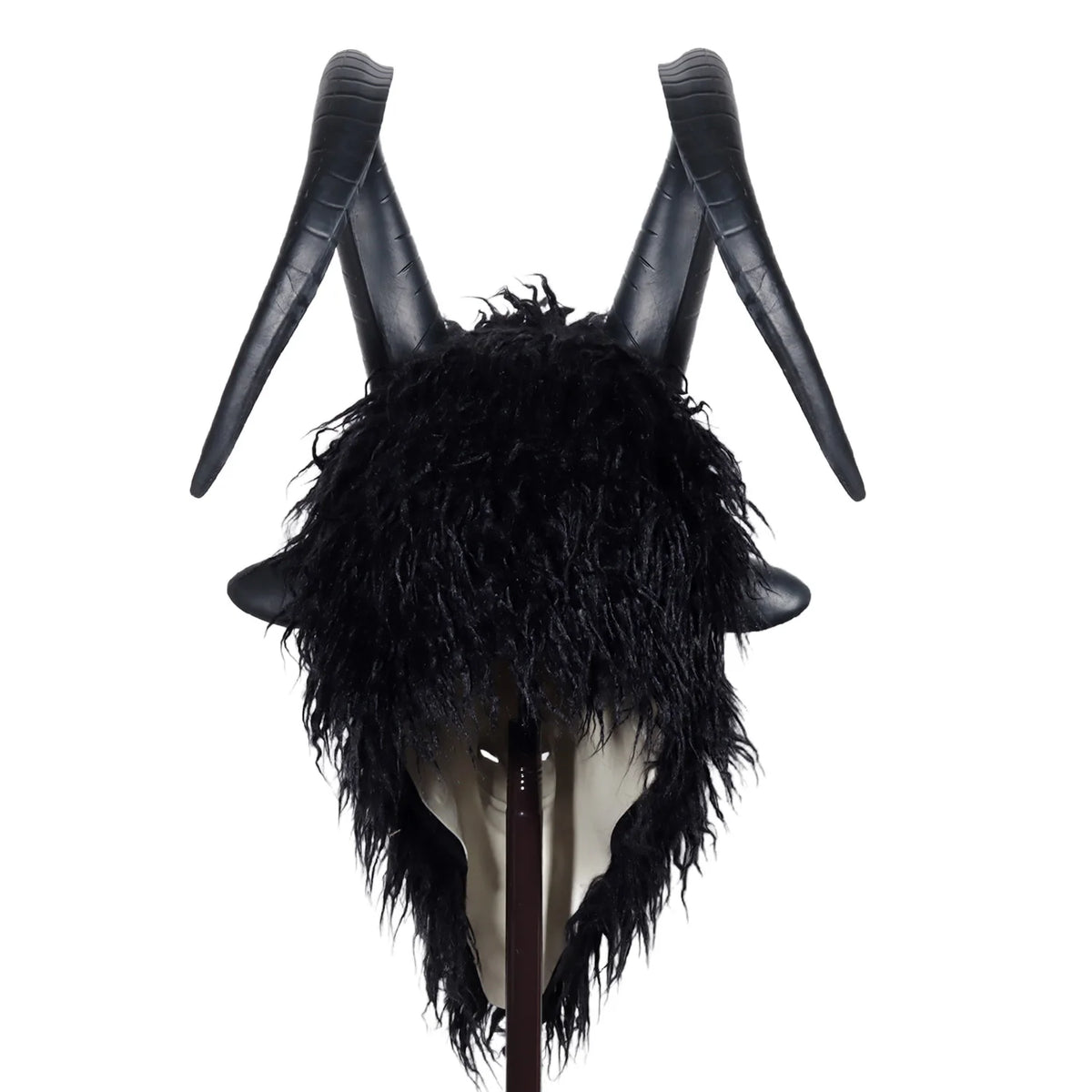Masque de Bouc Noir en Fausse Fourrure à Cornes
