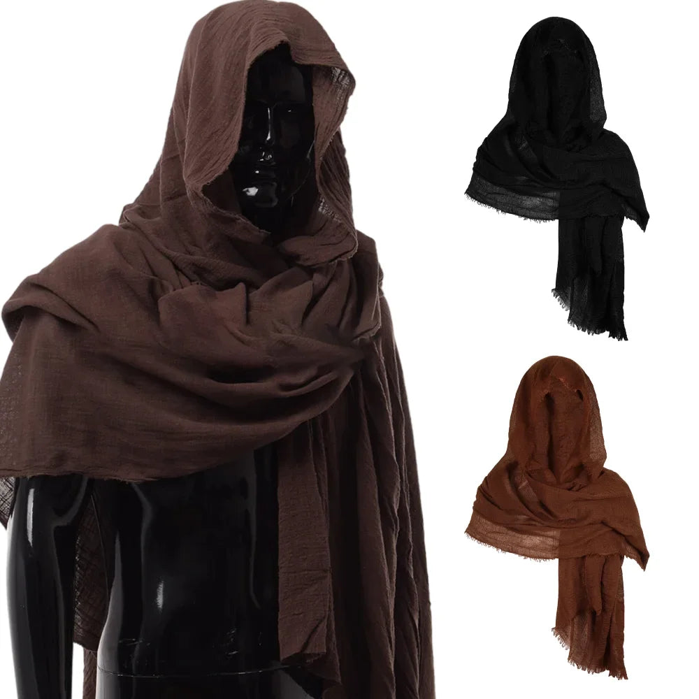 Foulard à Capuche en Tissu Froissé Marron Foncé