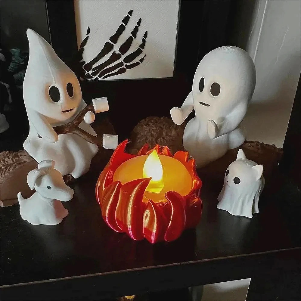 Décoration d'Halloween Fantômes au Feu de Camp LED