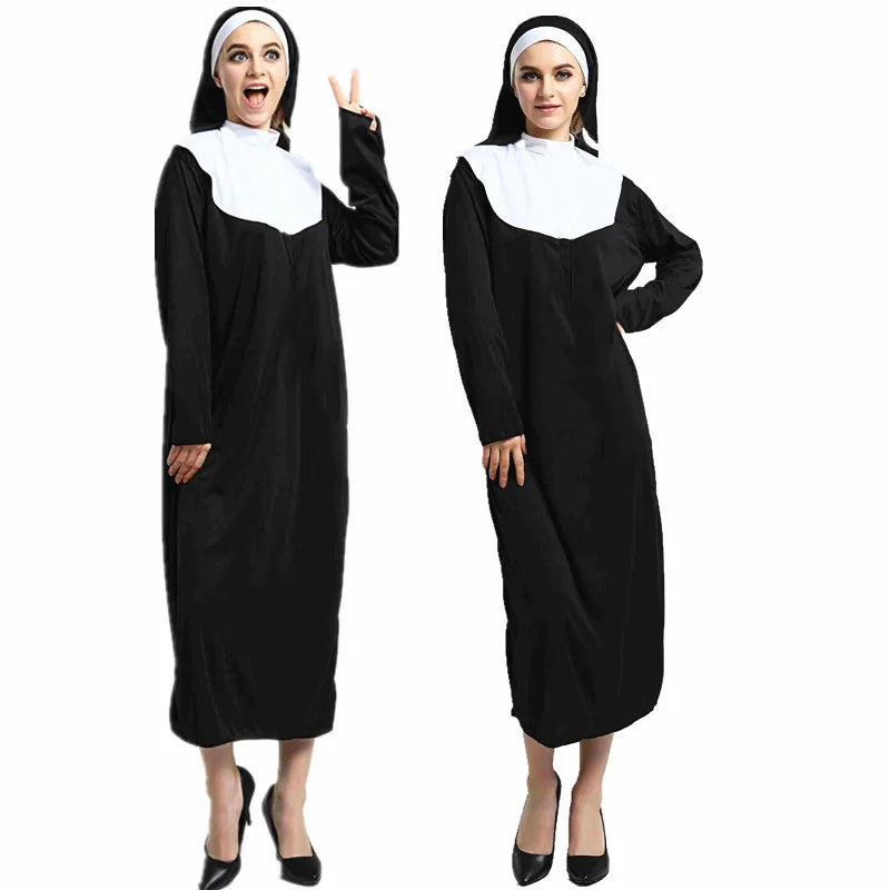 Costume de Nonne Noir et Blanc à Voile