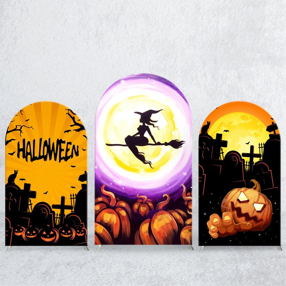 Jeu de 3 Housses Arches Halloween Citrouilles Sorcière