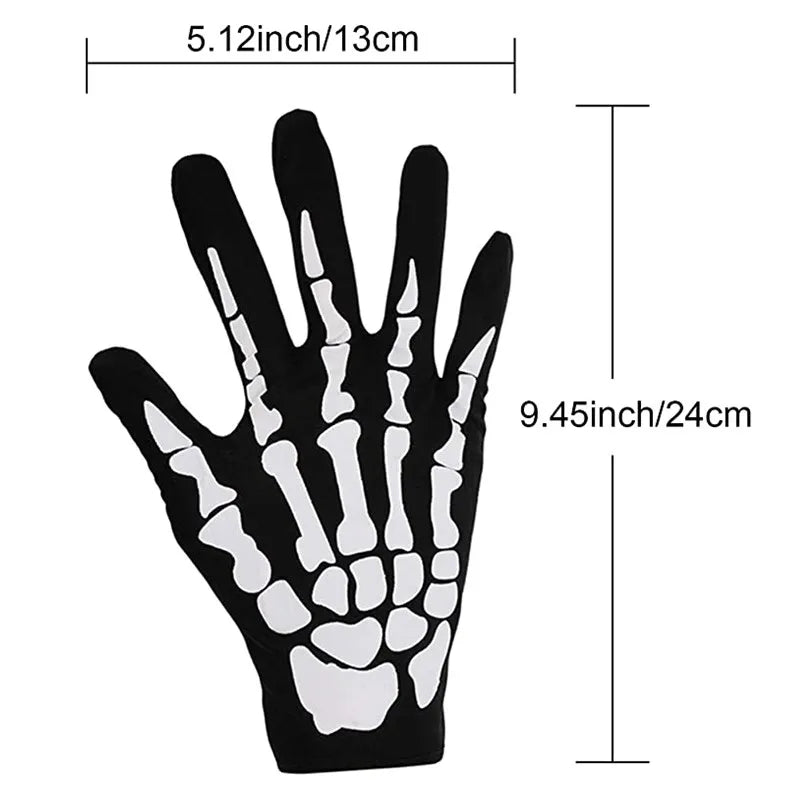 Kit Squelette Noir et Blanc Masque Gants et Manchon