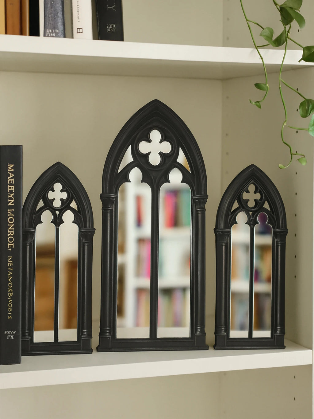 Set de Miroirs Gothiques Noirs à Trèfle