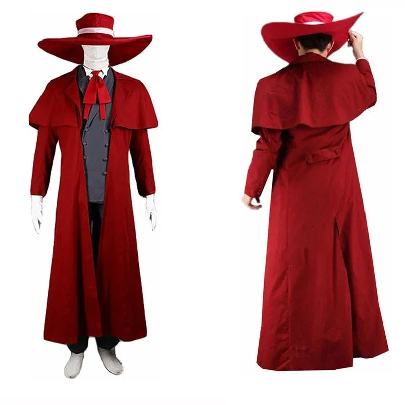 Costume Cosplay Homme Rouge avec Chapeau Large Bord