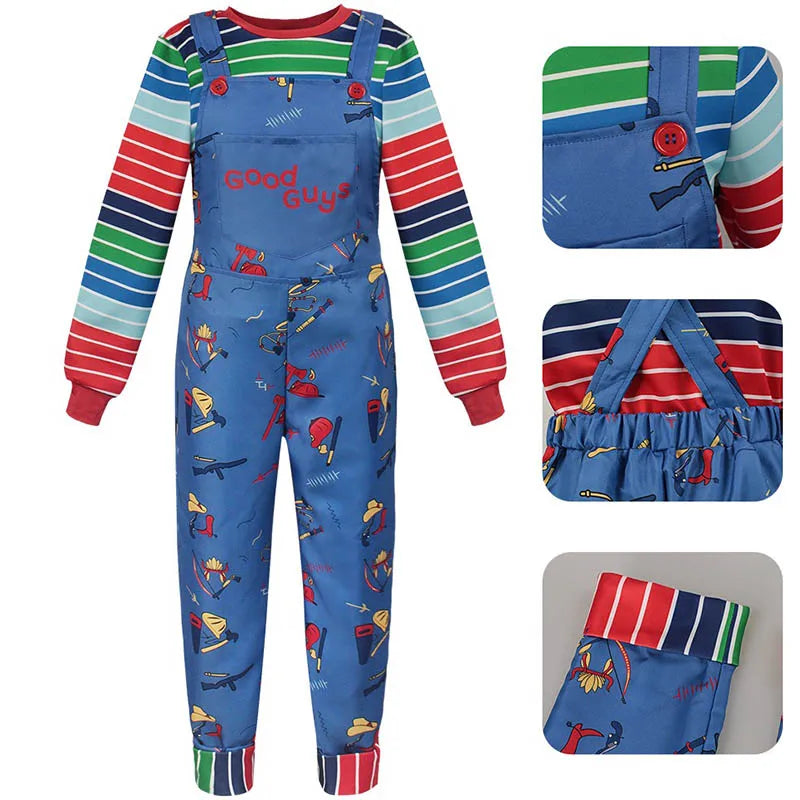 Déguisement Chucky Enfant Salopette Good Guys et Rayures