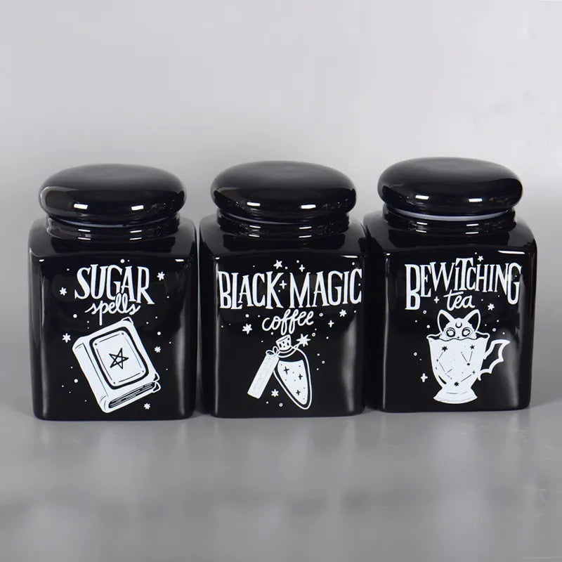 Bocaux de Cuisine Magiques Noir pour Café, Thé, Sucre