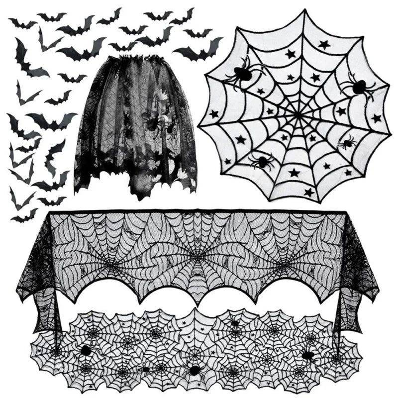 Kit de Décoration Halloween Toiles d'Araignée et Chauves-Souris