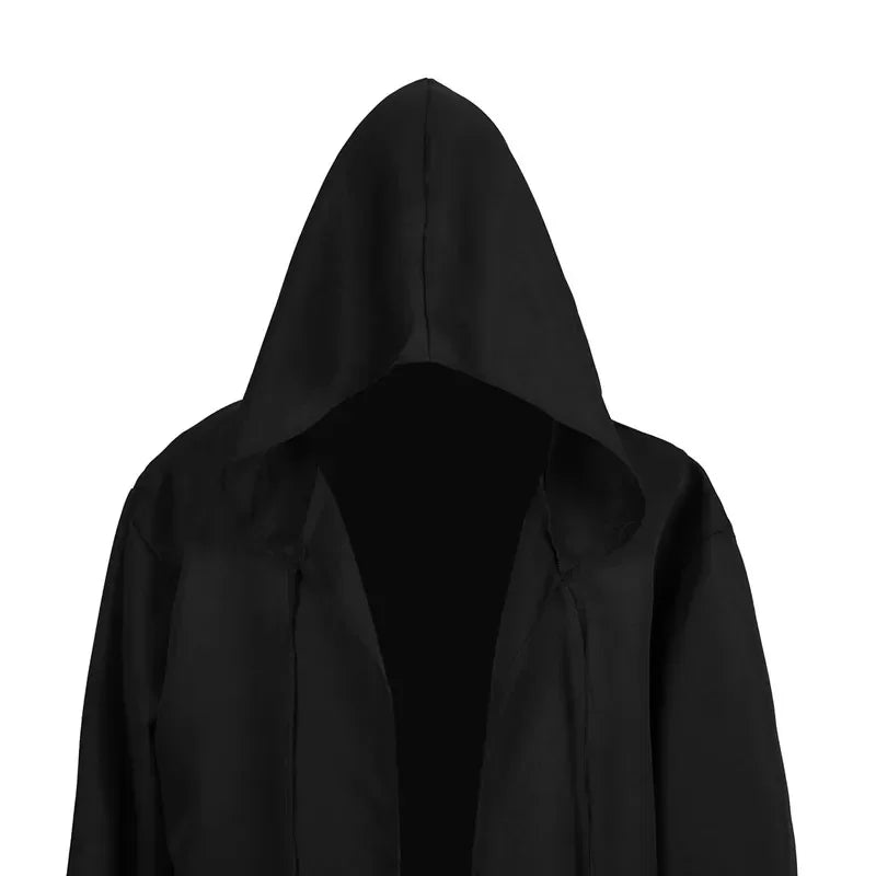 Cape Noire à Capuche Pointue et Manches Larges