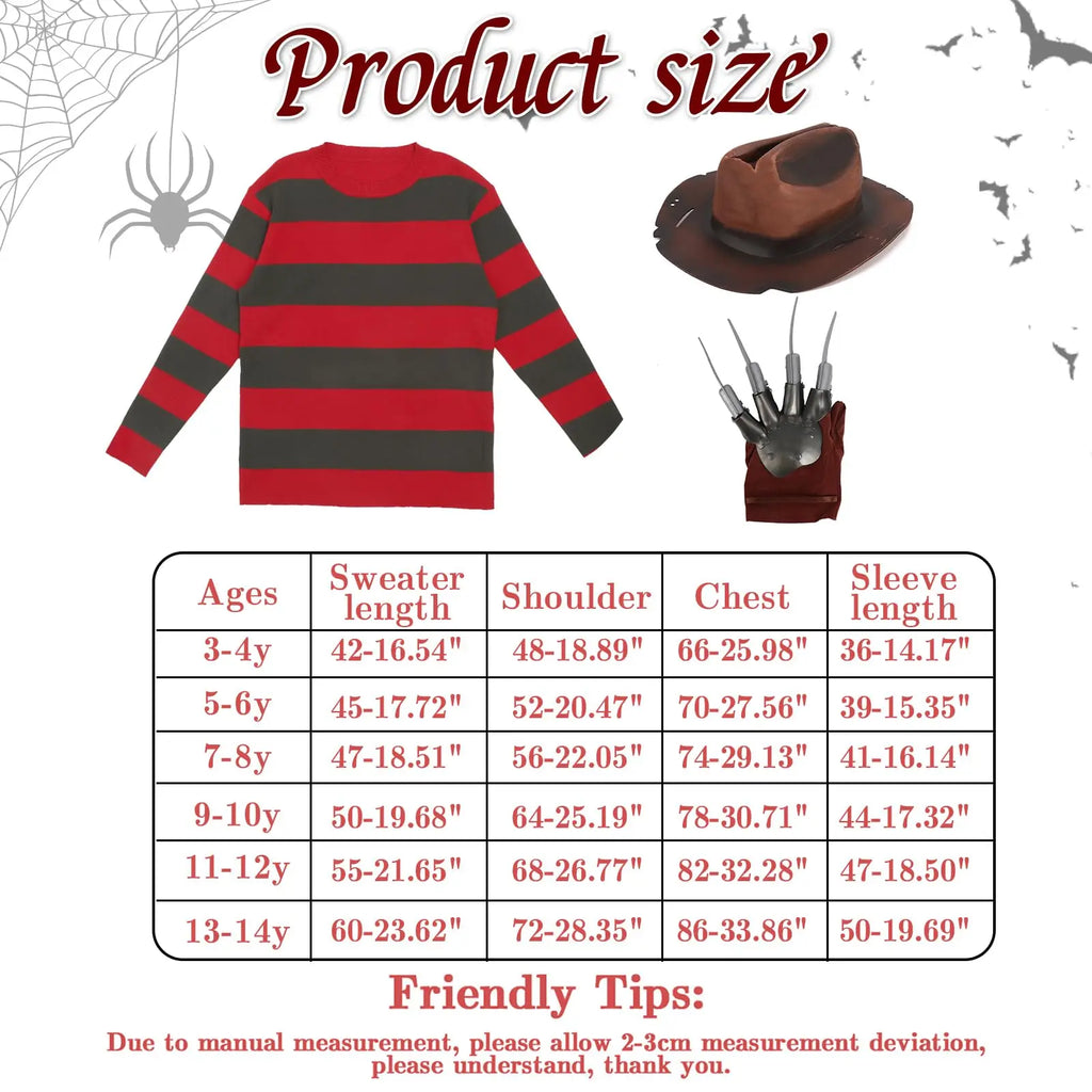 Déguisement Freddy Krueger Enfant Rouge et Vert