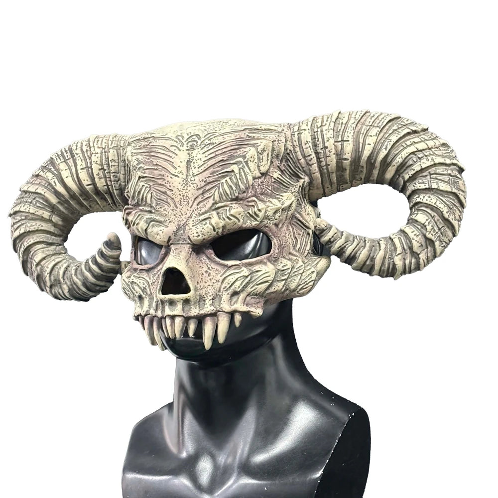 Masque de Crâne à Cornes de Démon en Latex