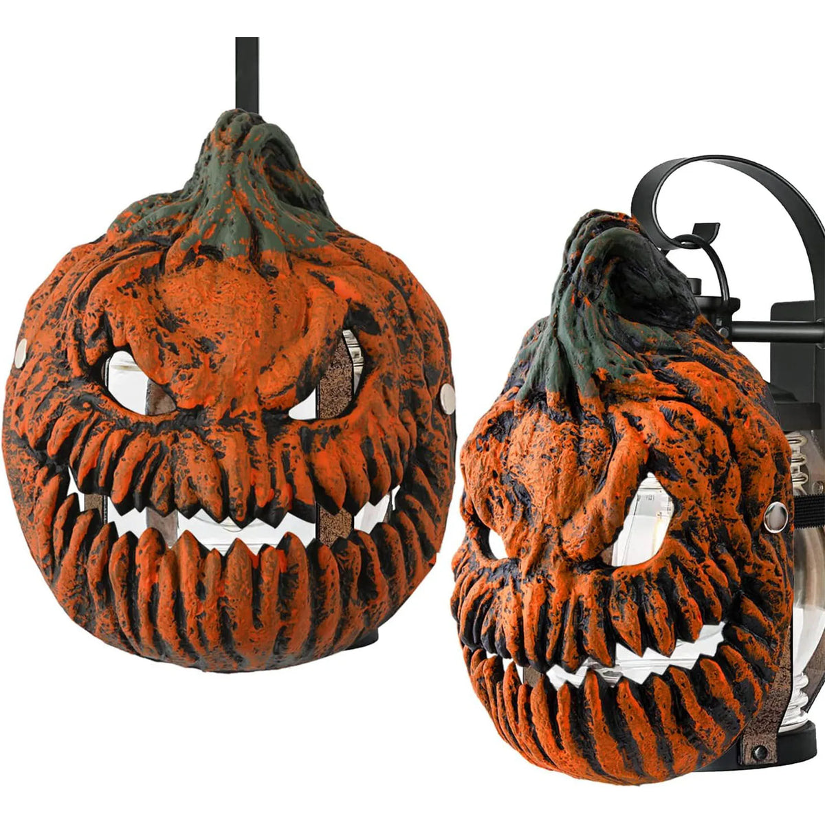 Lanterne Citrouille Grotesque Orange et Verte