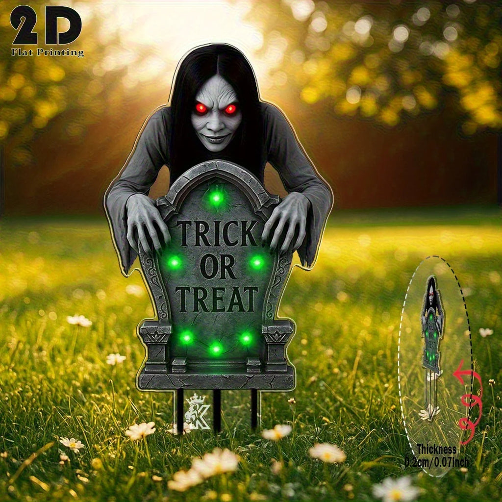 Piquet de Jardin Halloween Tombe Goule aux Yeux Rouges