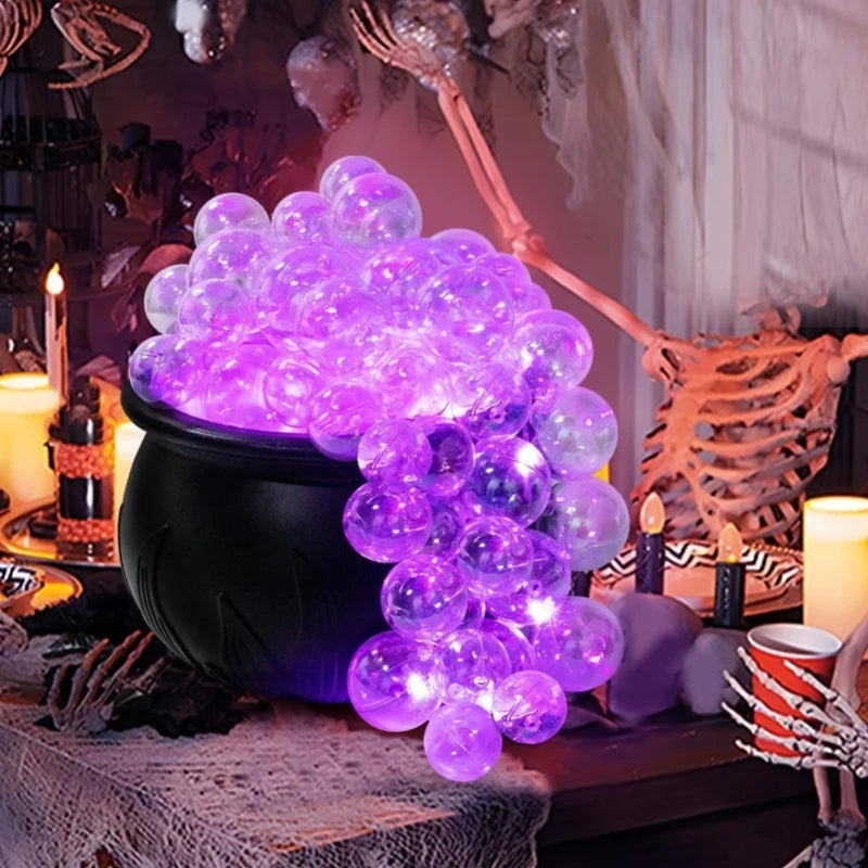 Chaudron d'Halloween à Bulles Lumineuses Violettes