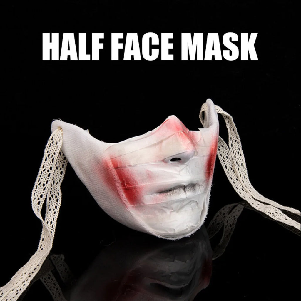 Masque d'Horreur Demi-Visage à Bandages Sanglants
